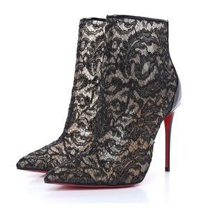 Christian Louboutin Patent Rete Lace Dentelle Psybootie 100